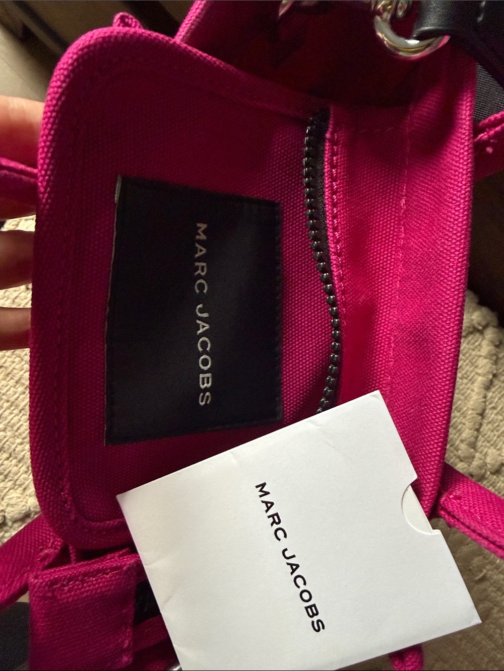 Marc Jacobs Hot Pink Canvas Mini Tote with Black Strap like new!! - Picture 7 of 8